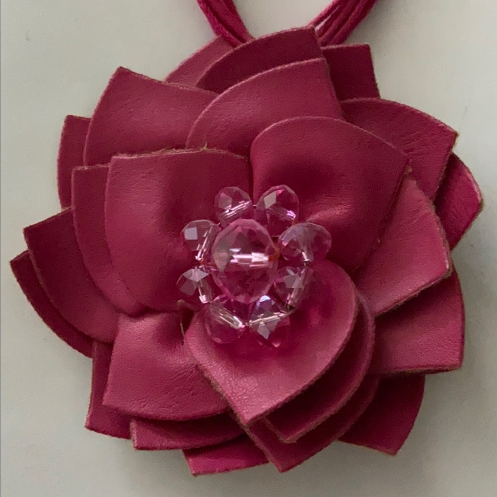 Pink flower necklace and earrings set